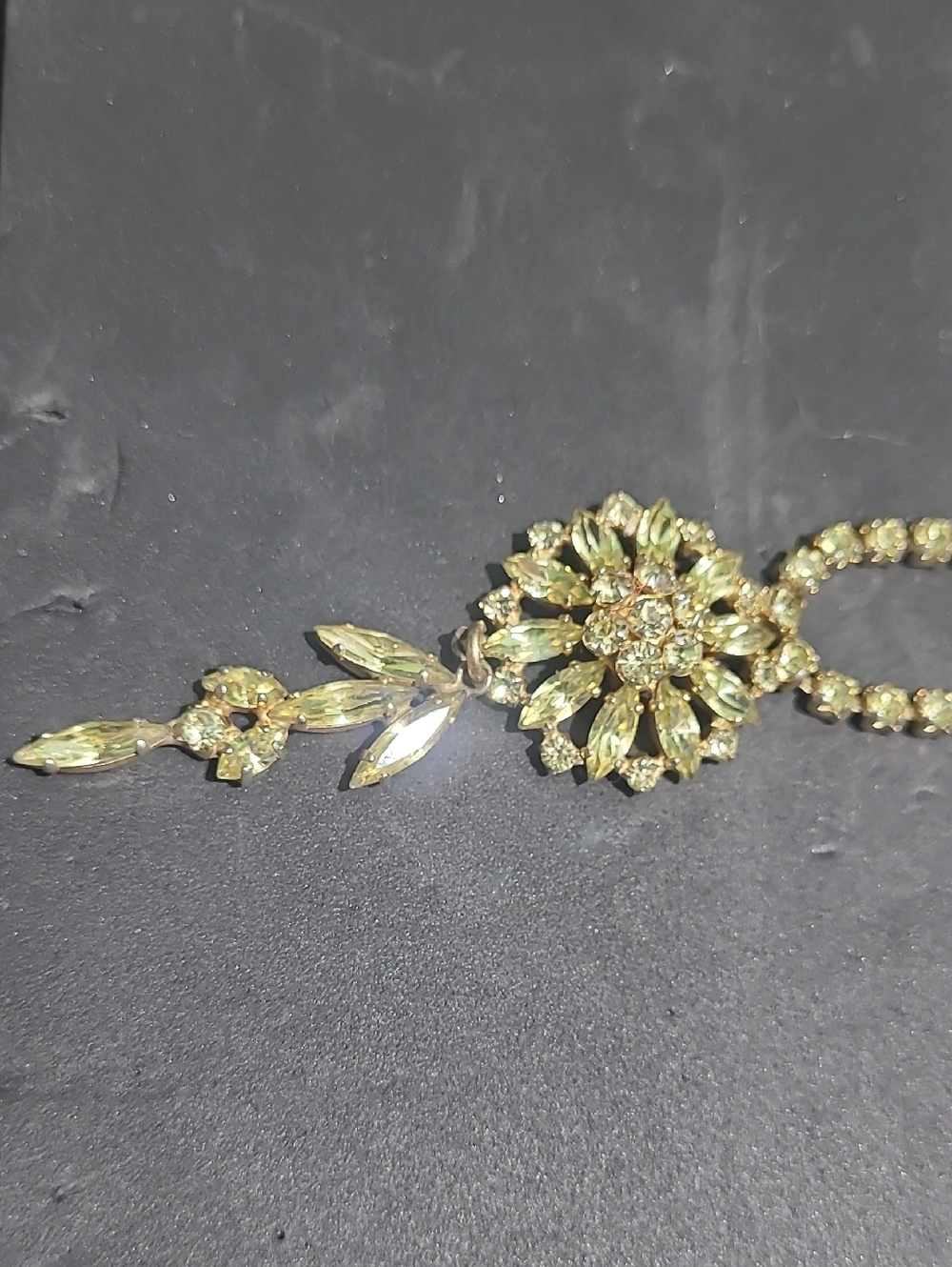 Elegant Sherman Gold-Tone Floral Crystal Rhinestone Pendant Necklace - Picture 12 of 14